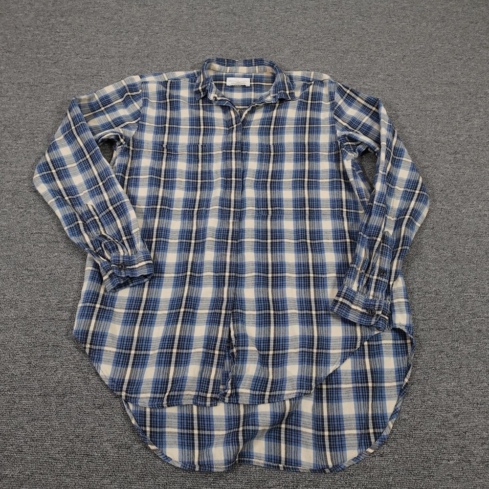 Vintage Denim & Supply Ralph Lauren Shirt Womens Small Blue Flannel Tunic Y2K